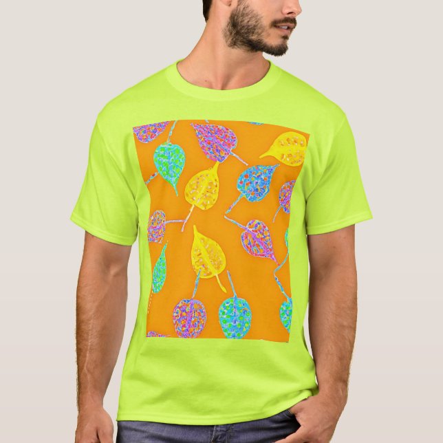 Camiseta Patrón de hoja retro (Anverso)