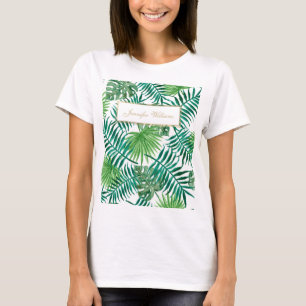 Camiseta Patrón de hojas botánicas de follaje tropical. C