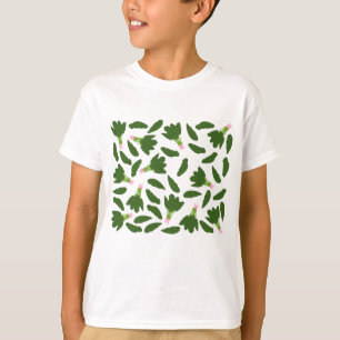 Camiseta Patrón de Hojas de Espinacas Verdes