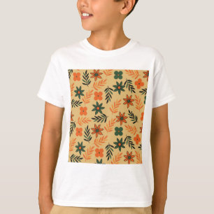 Camiseta Patrón de hojas de flores florales retro vintage 7