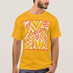 Camiseta Patrón de hojas de mosaico de follaje vibrante col
