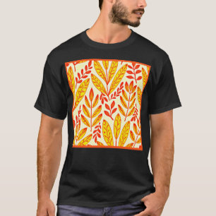 Camiseta Patrón de hojas de mosaico de follaje vibrante col