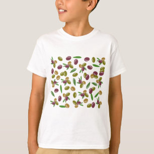 Camiseta Patrón de hojas de oliva y oliva rusas