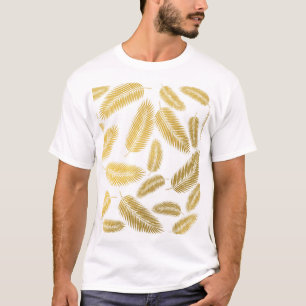 Camiseta Patrón de hojas de palma de oro falsas