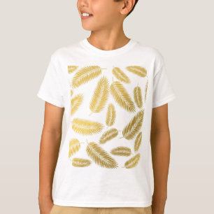 Camiseta Patrón de hojas de palma de oro falso