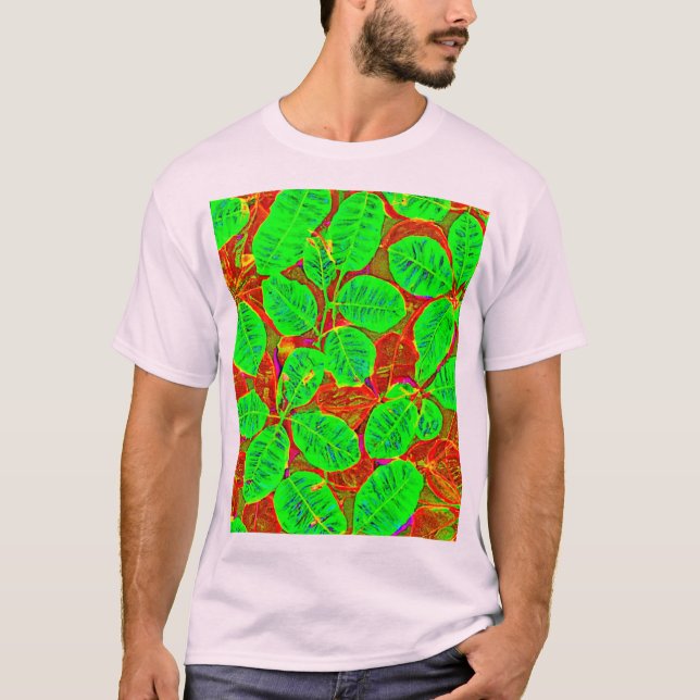 Camiseta Patrón de hojas verdes (Anverso)