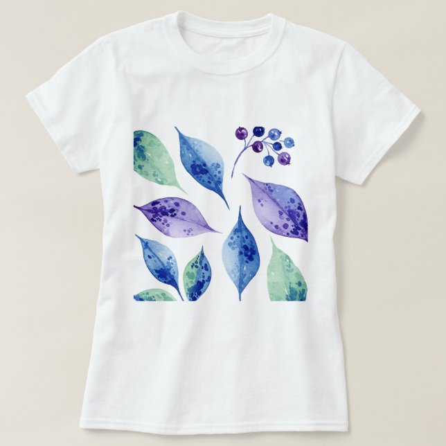 Camiseta Patrón de hojas y bayas (Diseño del anverso)