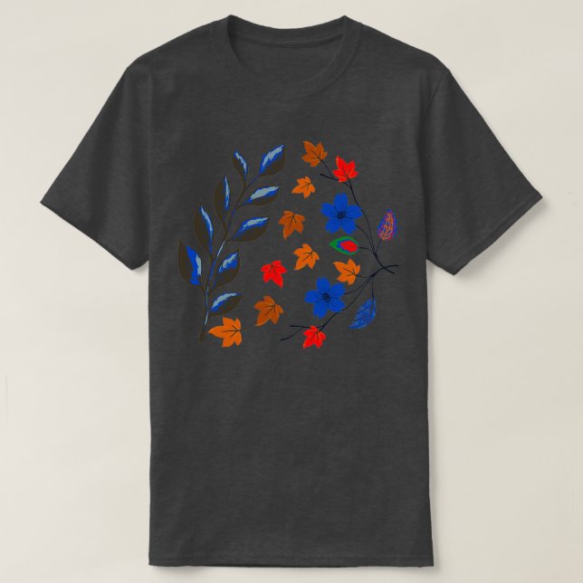 Camiseta Patrón de hojas y flores botánicas (Diseño del anverso)