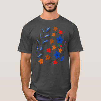 Camiseta Patrón de hojas y flores botánicas