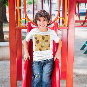 Camiseta Patrón de hongo marrón en amarillo mostaza