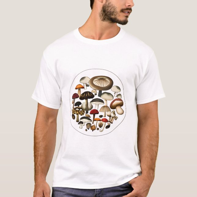 Camiseta Patrón de hongos vegan (Anverso)