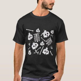 Camiseta Patrón de huesos de cráneo del esqueleto de Hallow