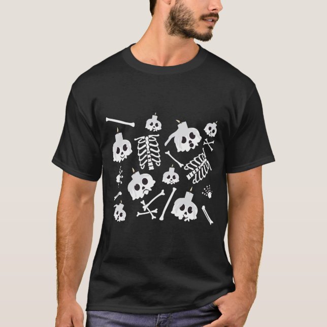 Camiseta Patrón de huesos de cráneo del esqueleto de Hallow (Anverso)