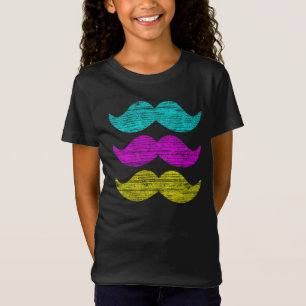 Camiseta Patrón de Impresión de Bigote de Color CMY