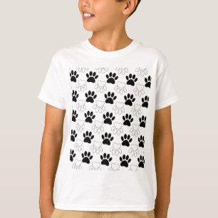 Camiseta Patrón De Impresión De Papas De Perro Negro Y Blan
