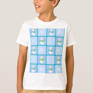 Camiseta Patrón de invierno de snowman y copos de nieve