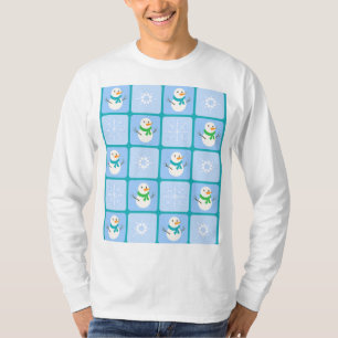 Camiseta Patrón de invierno de snowman y copos de nieve