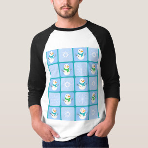 Camiseta Patrón de invierno de snowman y copos de nieve