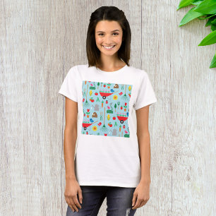 Camiseta Patrón de jardín flores de primavera y herramienta