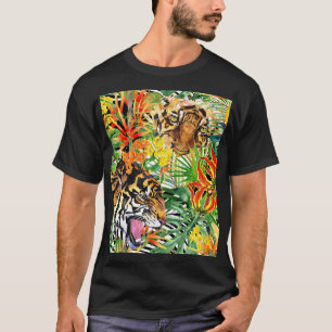 Camiseta Patrón de jungla acuarela del tigre tropical