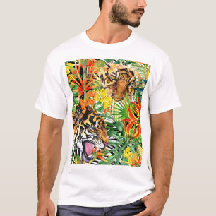 Camiseta Patrón de jungla acuarela del tigre tropical