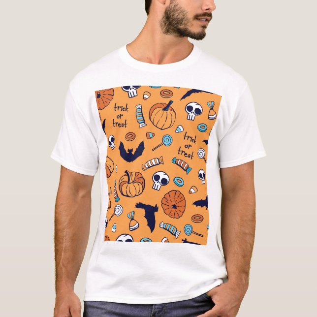 Camiseta Patrón de la calabaza de calabaza de calavera sin  (Anverso)