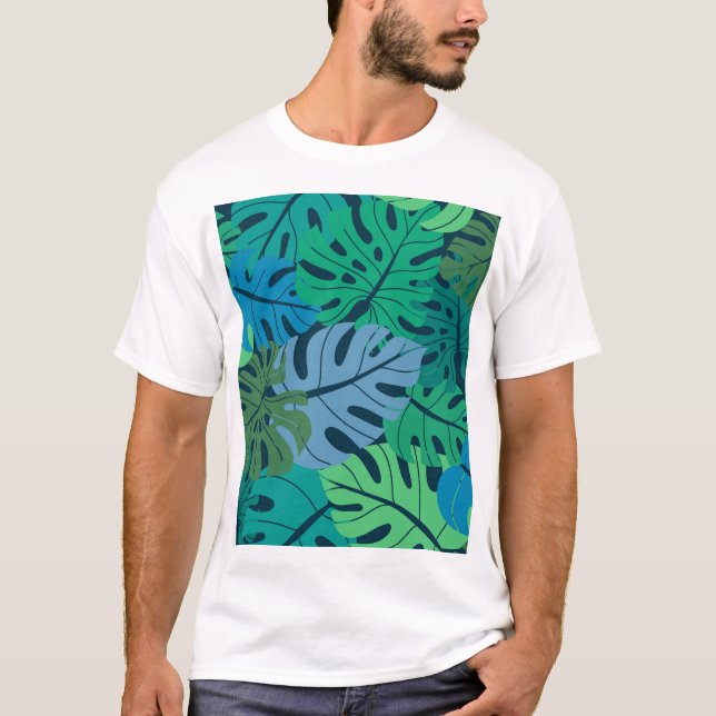 Camiseta Patrón de la palma de la selva tropical sin foco (Anverso)