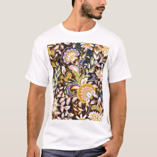Camiseta Patrón de la Provenza de la Vintage de Flores Mult