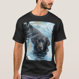 Camiseta Patrón de Labrador Negro Nadando