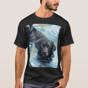 Camiseta Patrón de Labrador Negro Nadando