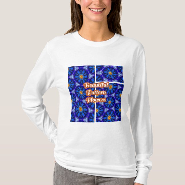 Camiseta Patrón de las flores azules abstractas (Anverso)