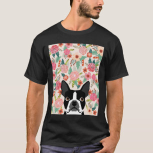 Camiseta Patrón de las flores de Boston Terrier Florals Pri
