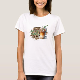 Camiseta Patrón de leopardo café helado Tipo divertido de m