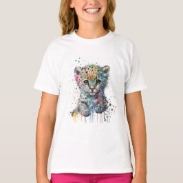 Camiseta Patrón de leopardo de acuarela marfil minimalista