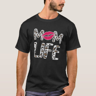 Camiseta Patrón de leopardo de la vida de mamá Rojo levanta