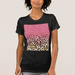 Camiseta Patrón de leopardo del Purpurina rosa Glam