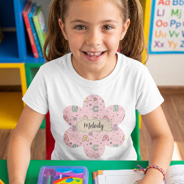Camiseta Patrón de letras rosadas de vuelta a la escuela