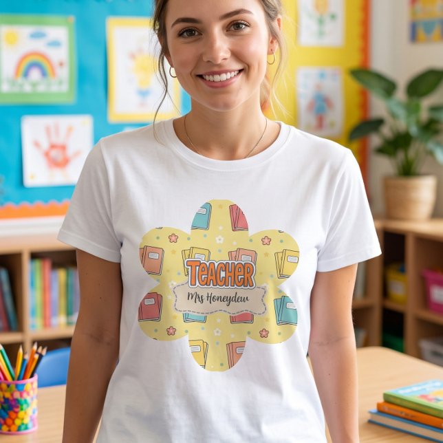 Camiseta Patrón de libro escolar de profesora linda  (Subido por el creador)