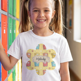 Camiseta Patrón de libro lindo de vuelta a la escuela 