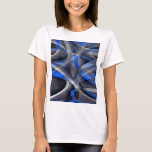 Camiseta Patrón de línea curva azul fresco con tema de los 