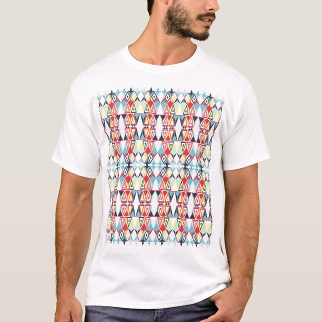 Camiseta Patrón de línea tribal geométrica abstracta (Anverso)