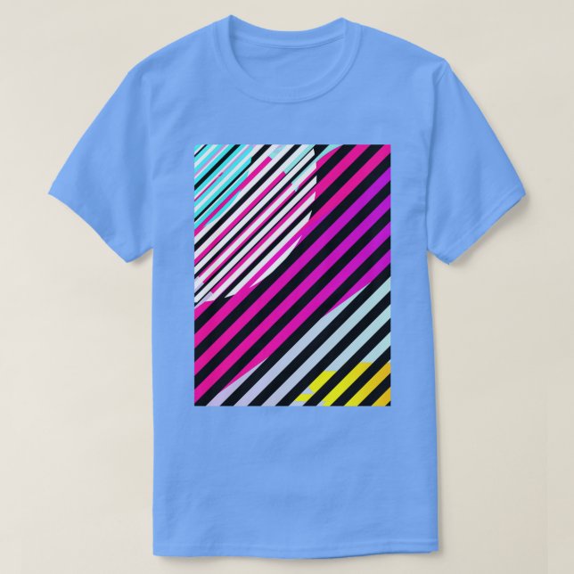 Camiseta Patrón de líneas neón pastel (Diseño del anverso)
