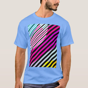 Camiseta Patrón de líneas neón pastel