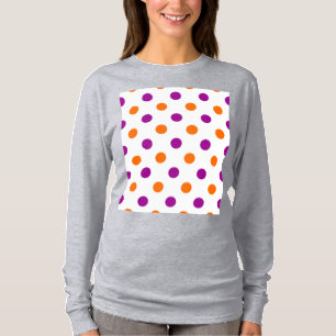 Camiseta Patrón de lunares naranja púrpura blanco