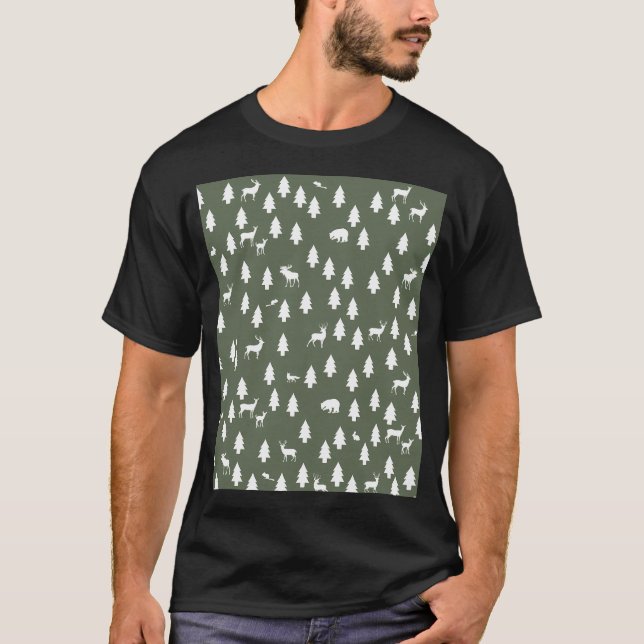Camiseta Patrón de madera Verde (Anverso)