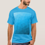 Camiseta Patrón de malla geométrica de gradiente cian azul<br><div class="desc">Camiseta geométrica moderna y elegante para cualquiera. Patrón de malla geométrica de gradiente azul claro triángulos brillantes sombríos. Malla geométrica triangular con diseño de gradiente oscuro.</div>