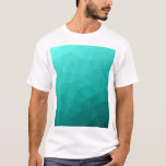 Camiseta Patrón de malla geométrica de gradiente verde azul<br><div class="desc">Camiseta geométrica moderna y elegante para cualquiera. Patrón de malla geométrica de gradiente turquesa claro triángulos sombríos. Malla geométrica triangular con diseño de gradiente oscuro.</div>