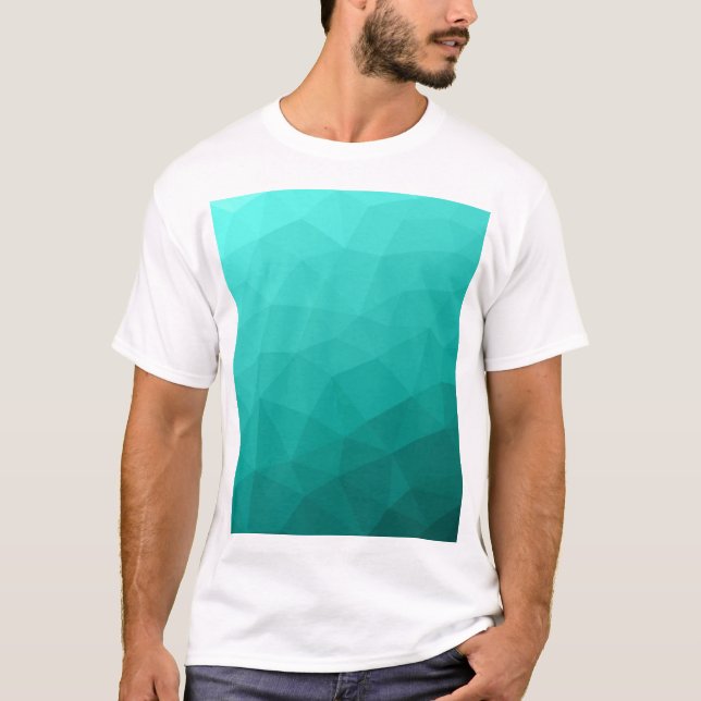 Camiseta Patrón de malla geométrica de gradiente verde azul (Anverso)