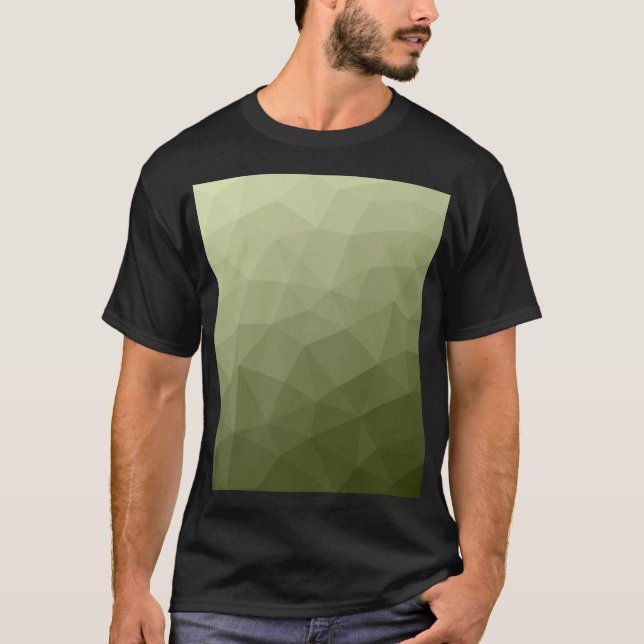 Camiseta Patrón de malla geométrica del gradiente de oliva  (Anverso)