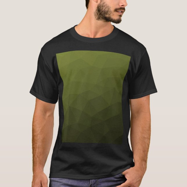 Camiseta Patrón de malla geométrica del gradiente de oliva  (Anverso)
